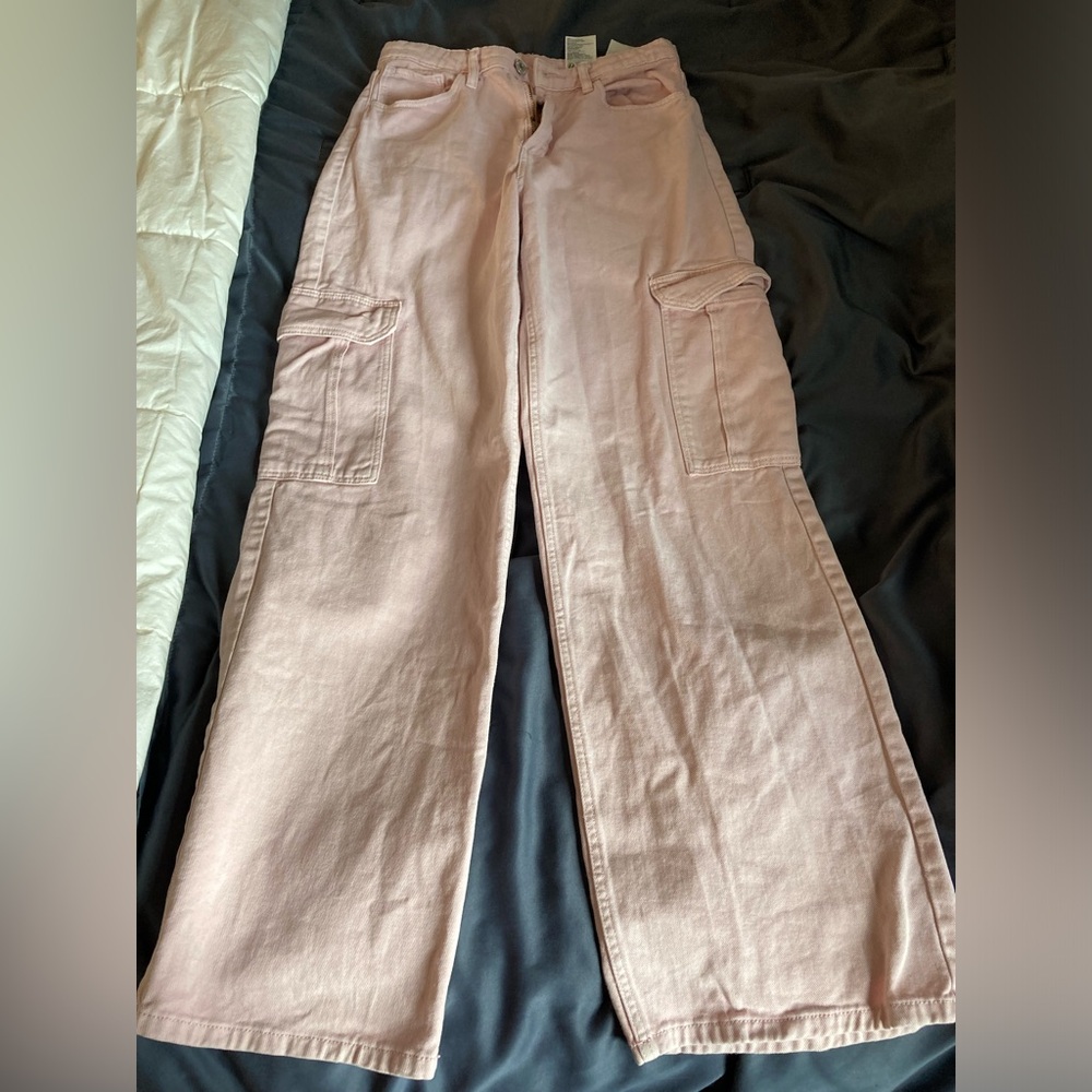 H&M girls cargo. Denim pink. Girls 14